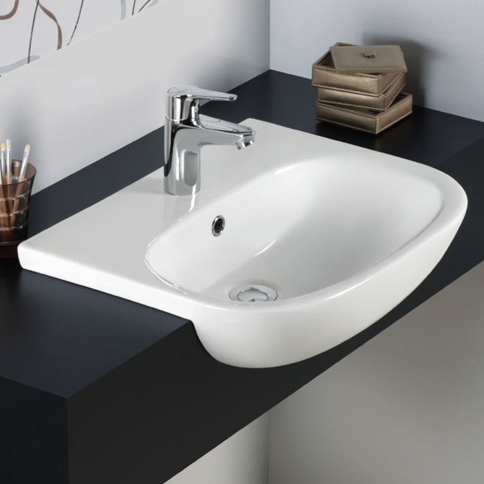 Rak Tonique 52cm Semi Recessed Basin 1 Tap Hole Tonsrbas1 At Victorian Plumbing Uk