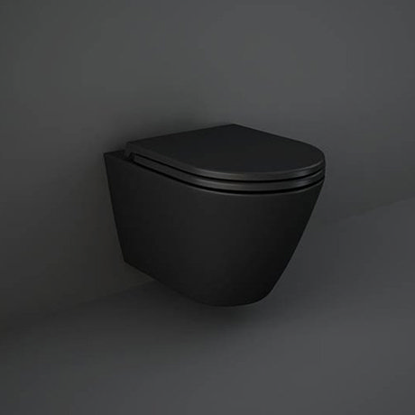 RAK Feeling Rimless Wall Hung Toilet with Soft Close Seat - Matt Black