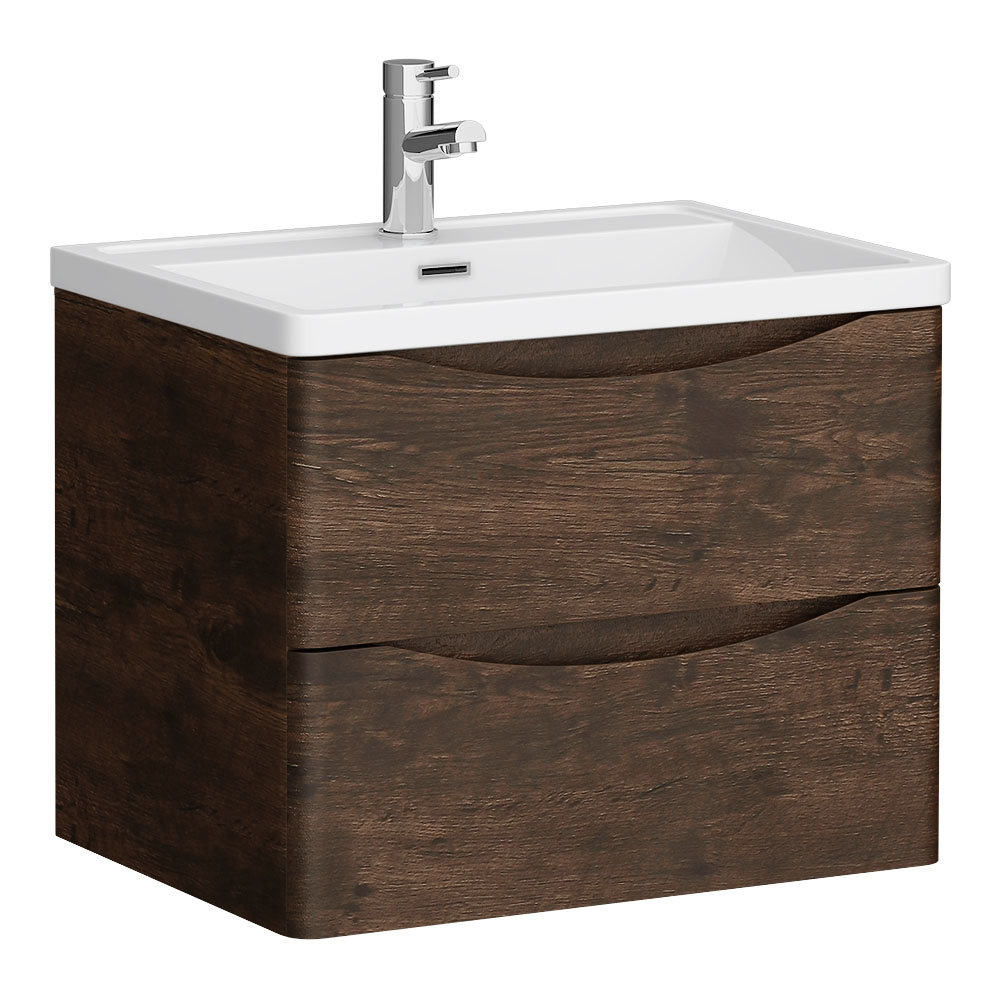 Monza Chestnut 600mm Wide Wall Mounted Vanity Unit