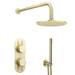 Arezzo Brushed Brass Round Thermostatic Shower Pack with Head + Handset (Oval Faceplate) profile small image view 5 