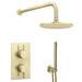 Arezzo Brushed Brass Round Thermostatic Shower Pack with Head + Handset profile small image view 7 