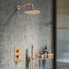 Arezzo Brushed Bronze Round Thermostatic Shower Pack with Head + Handset profile small image view 1 