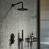 Arezzo Matt Black Round Thermostatic Shower Pack with Head + Handset (Oval Backplate) profile small image view 1 