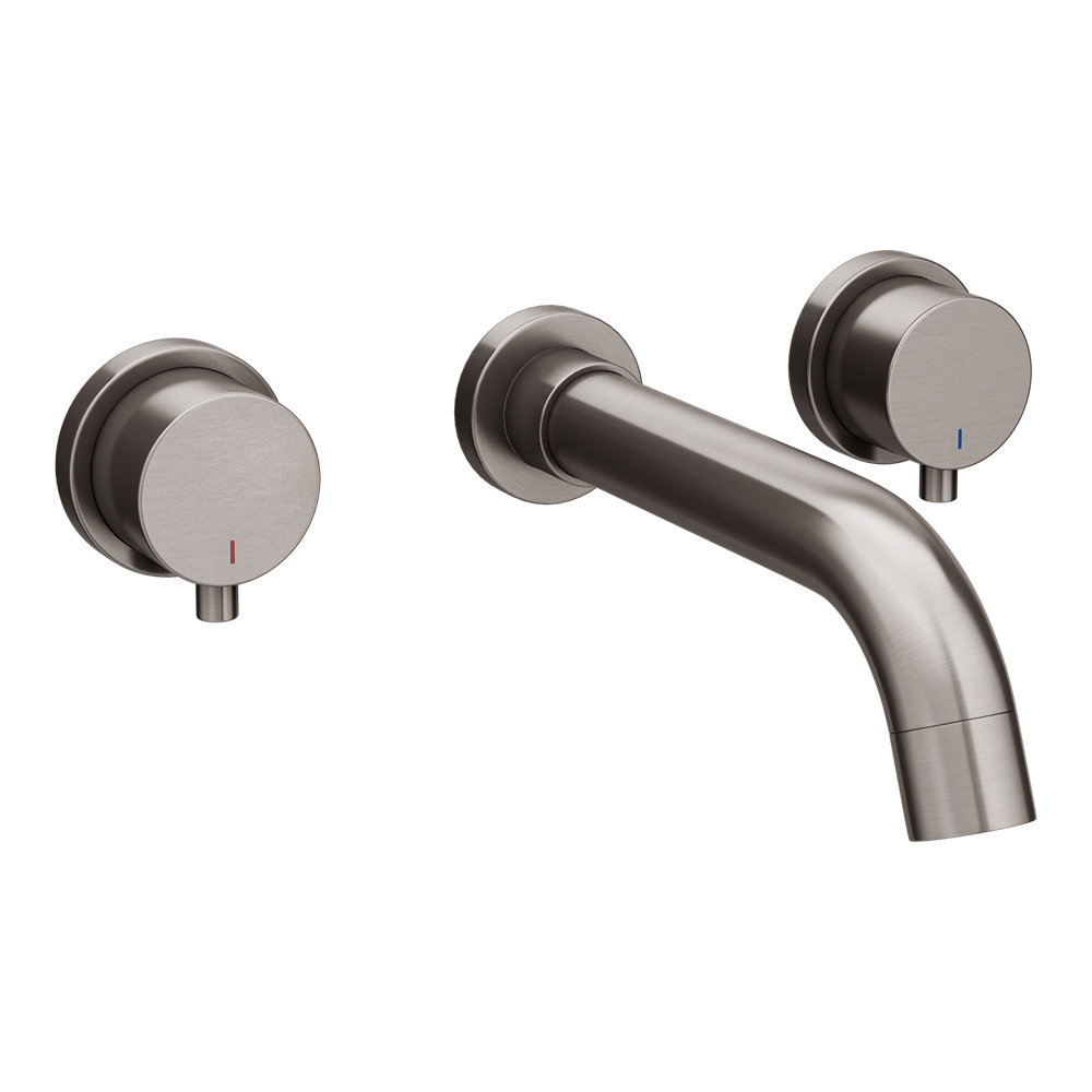 Arezzo Round Gunmetal Grey Wall Mounted (3TH) Bath Filler Tap Victorian Plumbing UK