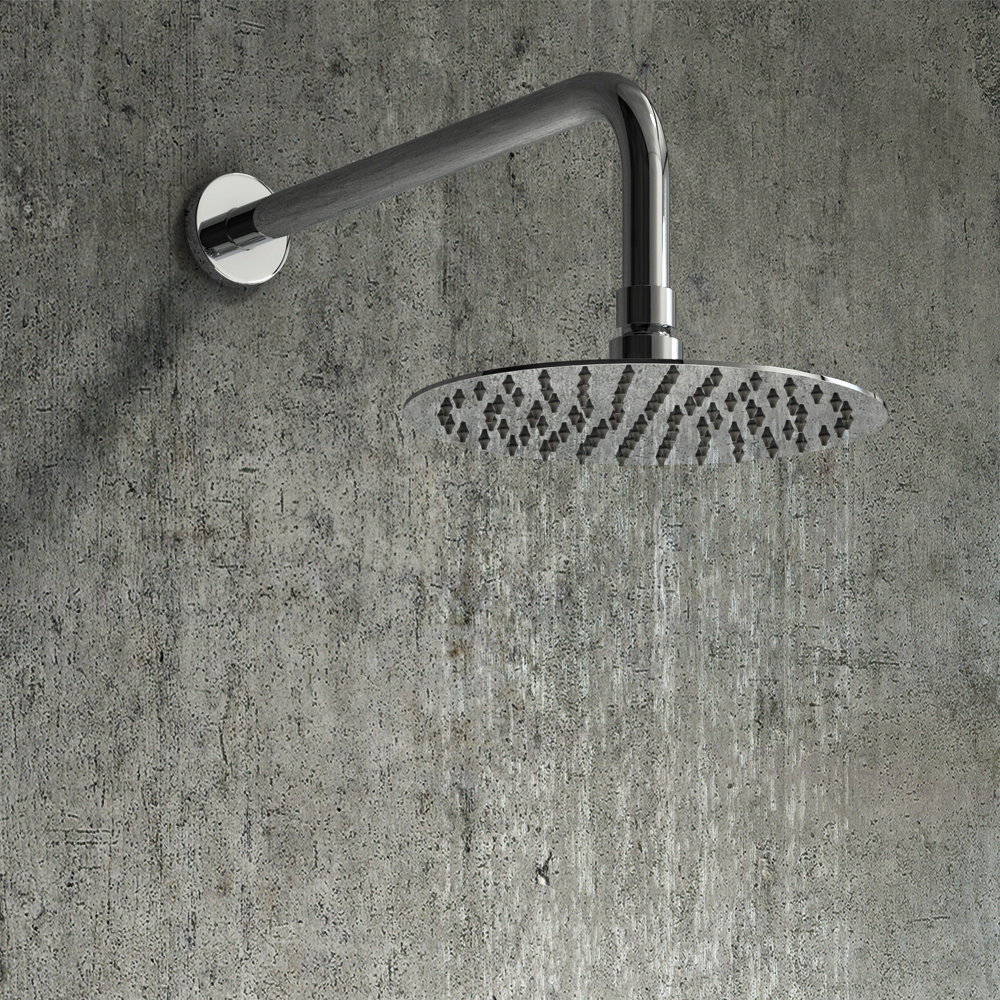 Cruze Round 200mm Chrome Fixed Shower Head + Wall Mounted Arm Victorian Plumbing UK