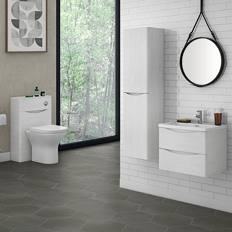 Ronda White Ash Wall Hung Bathroom Furniture Package Victorian Plumbing Uk Ronda White Ash Wall Hung Bathroom, White Gloss Wall Hung Corner Bathroom Cabinet