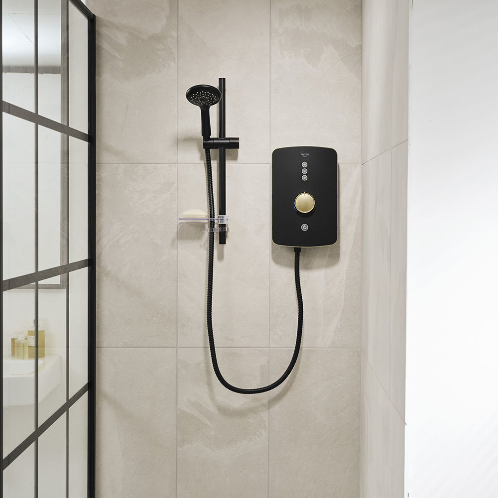 Triton Amala 9.5kw Electric Shower Black/Brushed Brass REAMA97