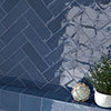 Retford Chevron Blue Gloss Wall Tiles - 75 x 230mm Small Image