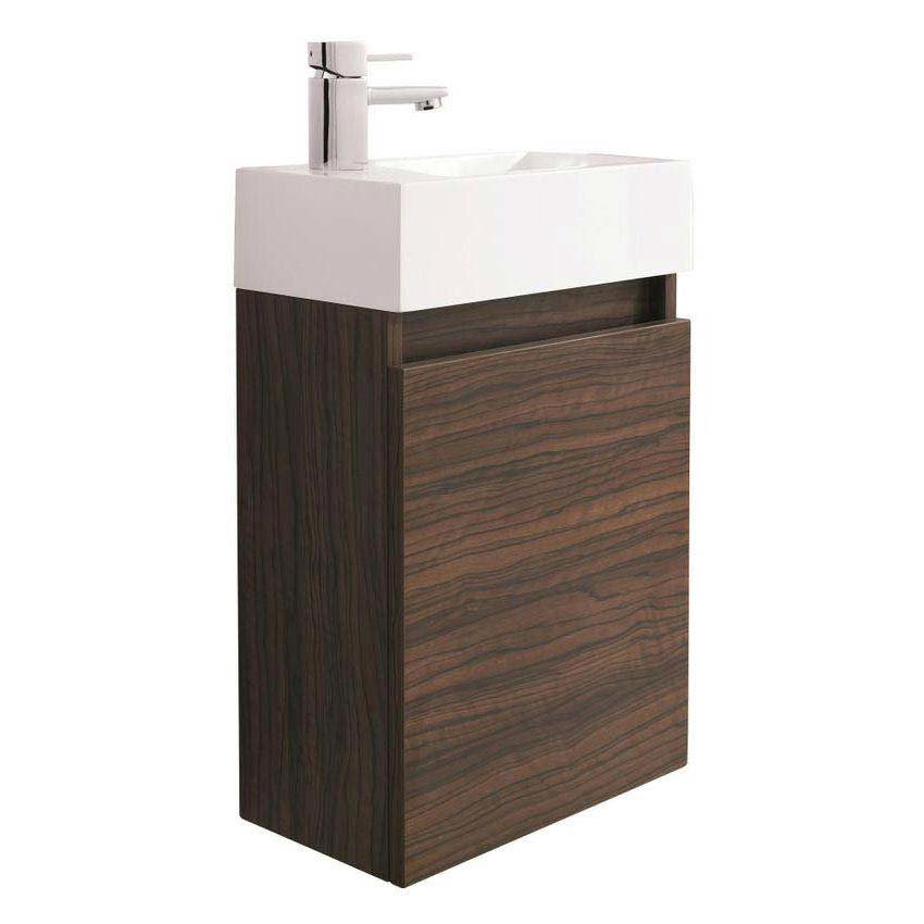 Ultra Zone Compact Wall Hung Basin and Cabinet W400 x D220mm - Walnut ...