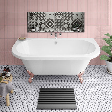 Admiral 1685 Back To Wall Roll Top Bath + Rose Gold Leg Set