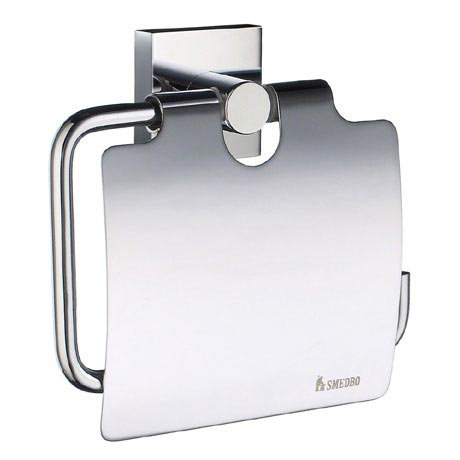 Smedbo House - Polished Chrome Toilet Roll Holder with Lid - RK3414
