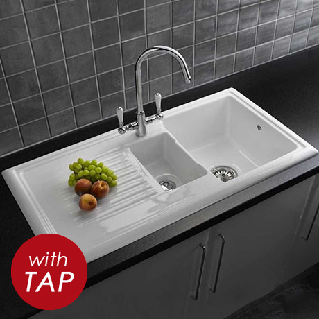 Reginox Traditional White Ceramic 1.5 Kitchen Sink + Mixer Tap