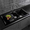 Reginox Traditional Black Ceramic 1.5 Kitchen Sink + Brooklyn Mixer Tap profile small image view 1 