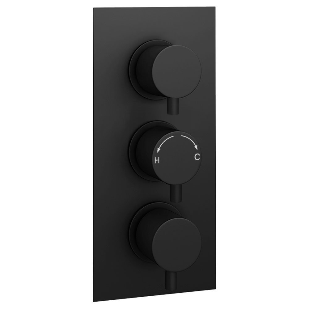 Arezzo Round Modern Triple Concealed Shower Valve Matt Black