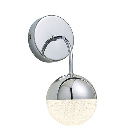 Revive Chrome LED Bathroom Wall Light with Crackle Effect Diffuser