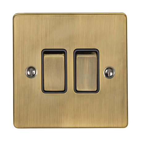 Revive Twin Light Switch - Antique Brass
