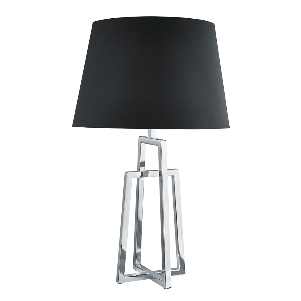 Revive Chrome Table Lamp with Tapered Black Lamp Shade