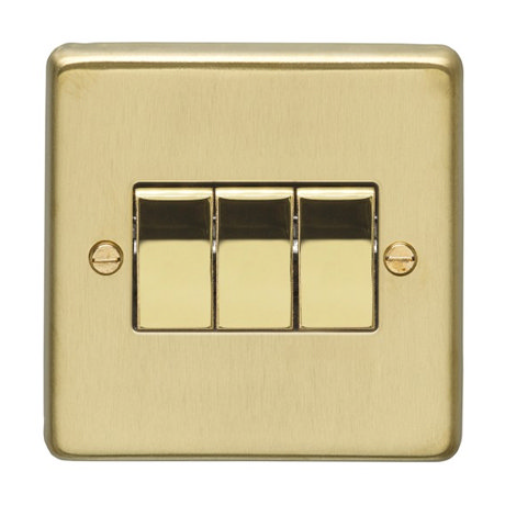 Revive 3 Gang 2 Way Light Switch - Brushed Brass