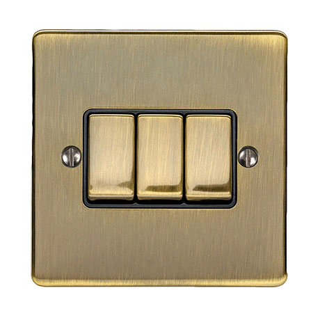 Revive 3 Gang 2 Way Light Switch - Antique Brass