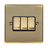Revive 3 Gang 2 Way Light Switch - Antique Brass profile small image view 1 