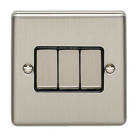 Revive 3 Gang 2 Way Light Switch - Satin Steel