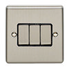 Revive 3 Gang 2 Way Light Switch - Satin Steel profile small image view 1 