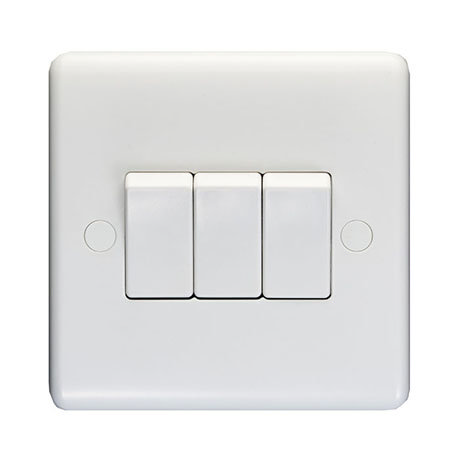 Revive 3 Gang 2 Way Light Switch - White