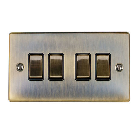 Revive 4 Gang 2 Way Light Switch - Antique Brass