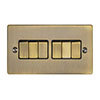 Revive 6 Gang 2 Way Light Switch - Antique Brass profile small image view 1 