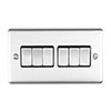 Revive 6 Gang 2 Way Light Switch - Satin Steel profile small image view 1 