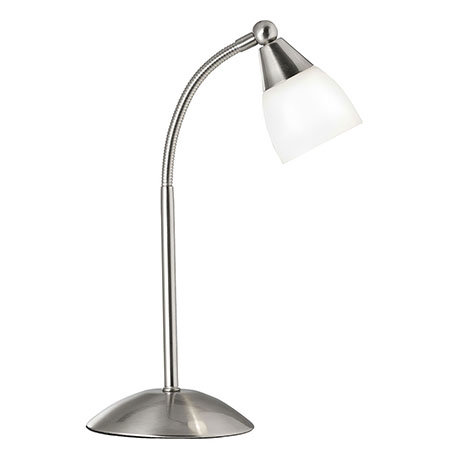 Revive Satin Silver Touch Table Lamp with Opal Shade