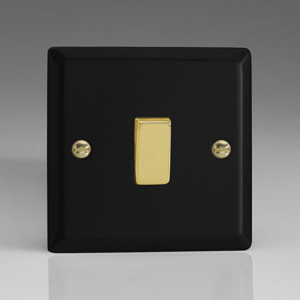 Revive Single Light Switch Matt Black/Brass RV1RMB