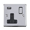 Revive 1 Gang Switched Socket with USB - Polished Chrome profile small image view 1 