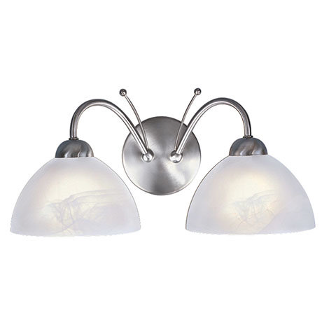 Revive Satin Silver 2-Light Wall Light with Alabaster Glass Shades
