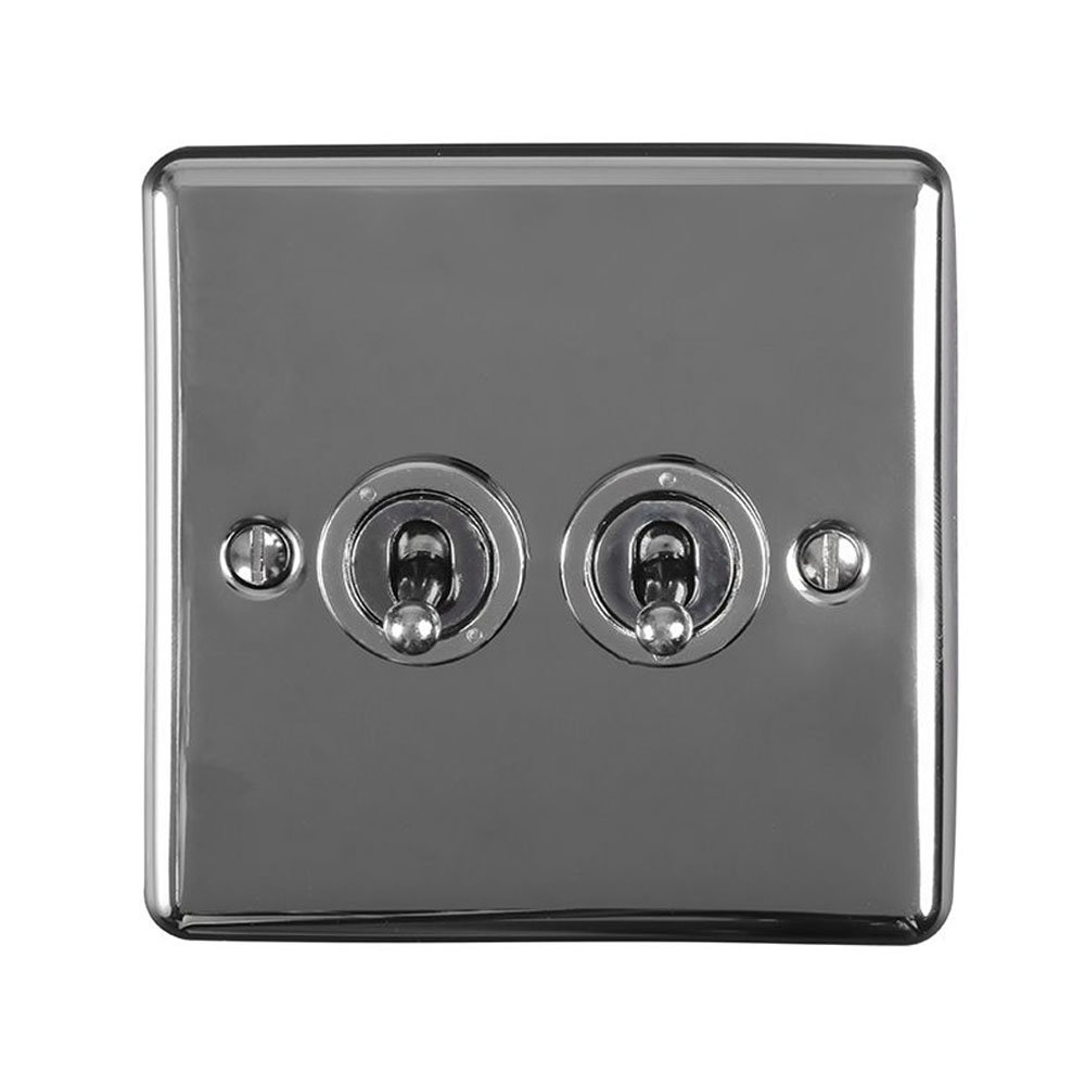 Revive Twin Toggle Light Switch Black Nickel Victorian Plumbing UK