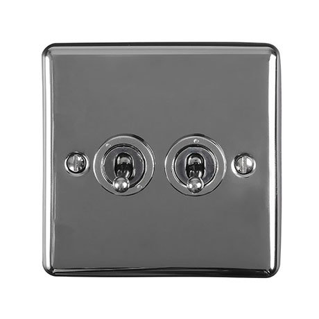 Revive Twin Toggle Light Switch - Black Nickel