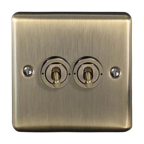 Revive Twin Toggle Light Switch - Antique Brass