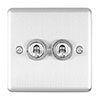 Revive Twin Toggle Light Switch - Satin Steel profile small image view 1 