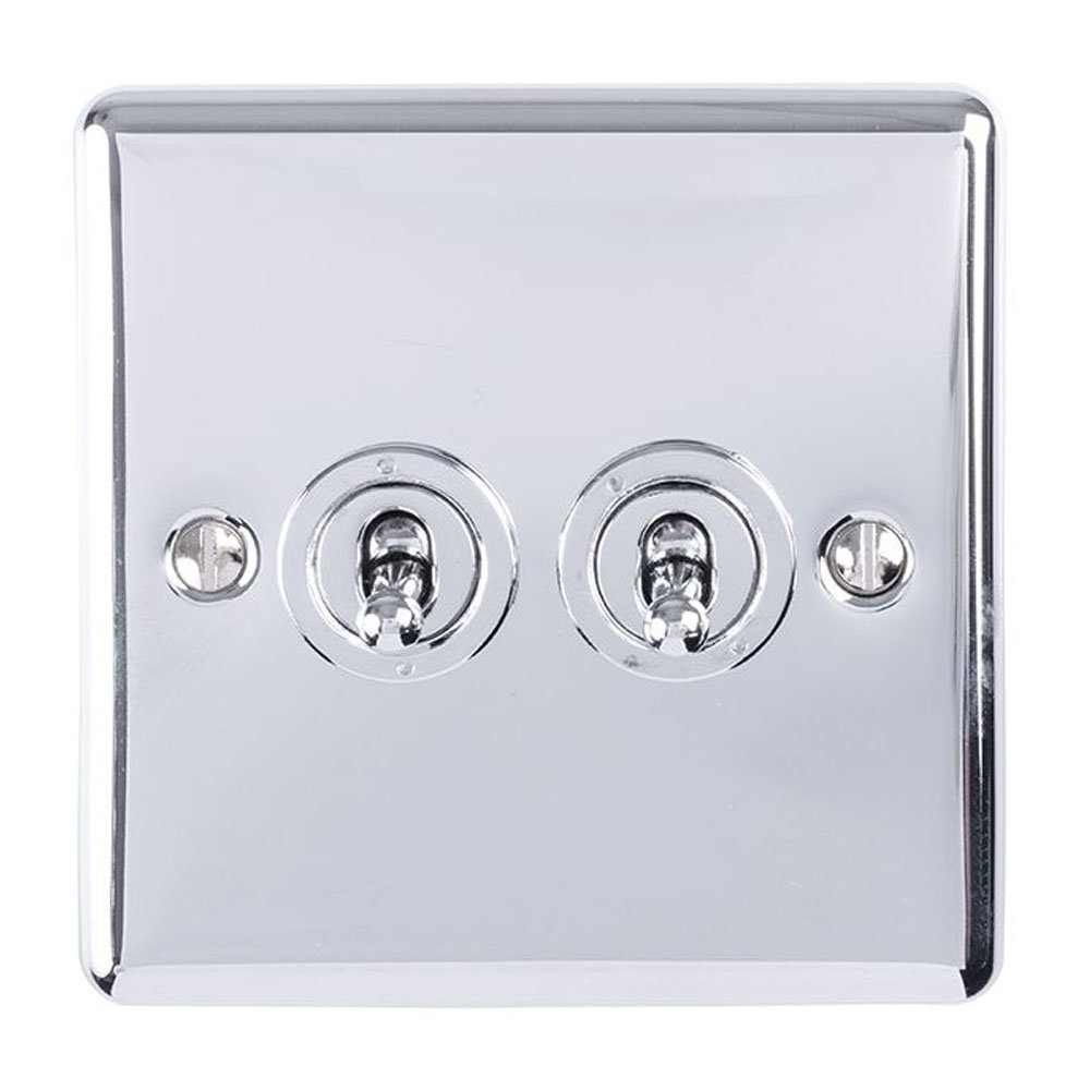 Revive Twin Toggle Light Switch Polished Chrome Victorian Plumbing UK