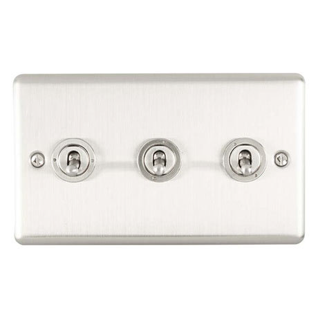 Revive 3 Gang 2 Way Toggle Light Switch - Satin Steel