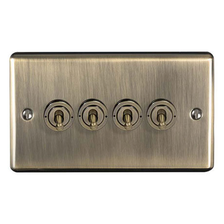 Revive 4 Gang 2 Way Toggle Light Switch - Antique Brass