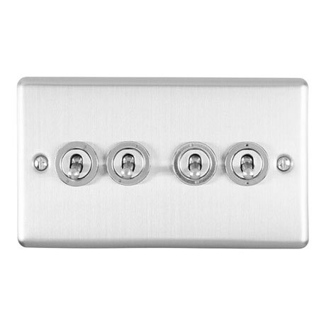 Revive 4 Gang 2 Way Toggle Light Switch - Satin Steel