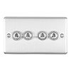 Revive 4 Gang 2 Way Toggle Light Switch - Satin Steel profile small image view 1 