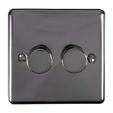 Revive Twin Dimmer Light Switch - Black Nickel
