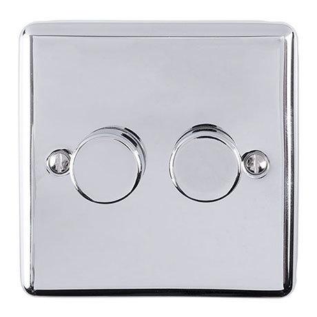 Revive Twin Dimmer Light Switch - Polished Chrome