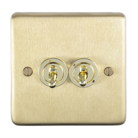 Revive Twin Toggle Light Switch - Brushed Brass