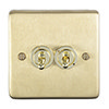 Revive Twin Toggle Light Switch - Brushed Brass profile small image view 1 