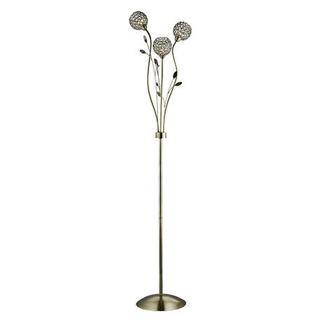 Revive Floral Antique Brass 3 Light Floor Lamp