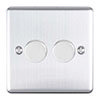 Revive Twin Dimmer Light Switch - Satin Steel profile small image view 1 