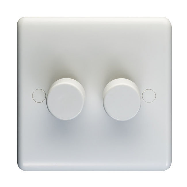 Revive Twin Dimmer Light Switch - White